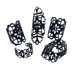 black hollow flower rings