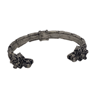 detailed wolf torc bracelet