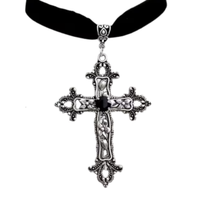 black velvet cross choker