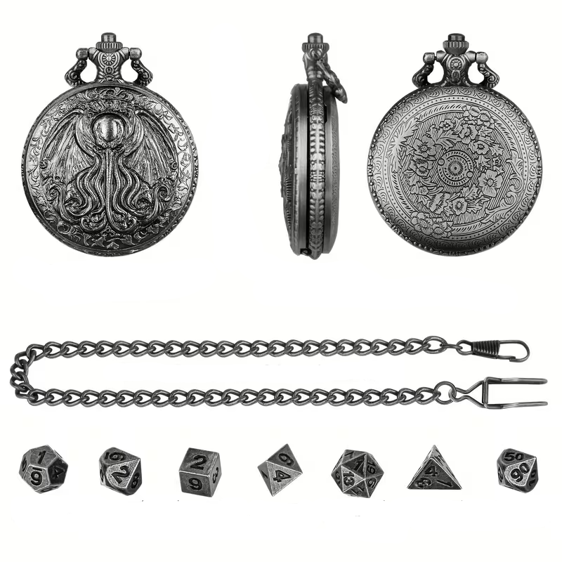 Cthulhu Pocket Watch Case Mini Dice Set - Image 4