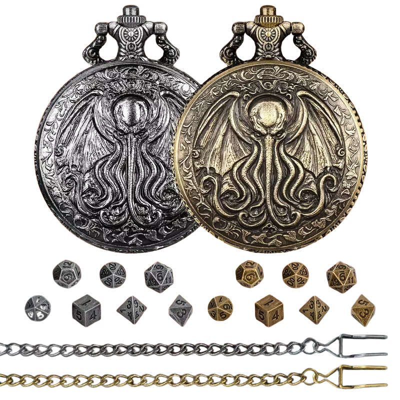 Cthulhu Pocket Watch Case Mini Dice Set