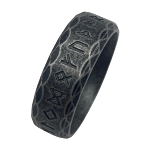 hammered rune stainless steel ring