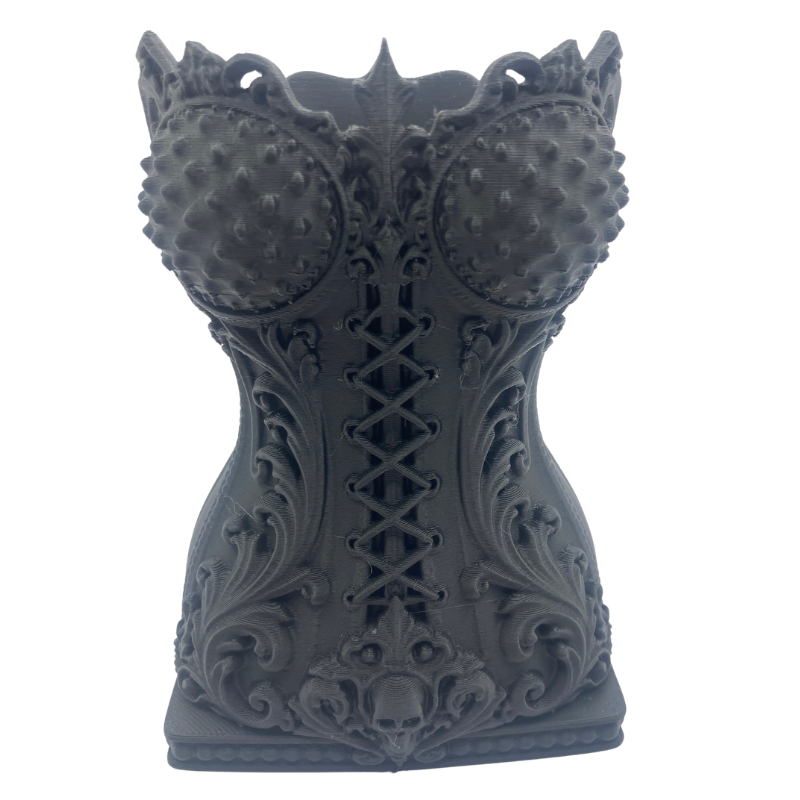 Gothic decorative corset holder, 3D printed in PETG or PLA for makeup brushes, stationery and dried flowers