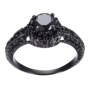 Midnight halo ring - a black band set with black stones.