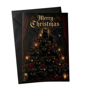 Black cat christmas card - Spooky Christmas gifts for gothic and alternative style lovers