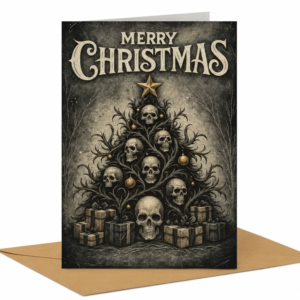 Skull Christmas Card - spooky Christmas gifts for gothic and alternative style lovers